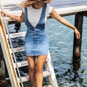 Billabong Mini Denim Dress with Straps Sz Large